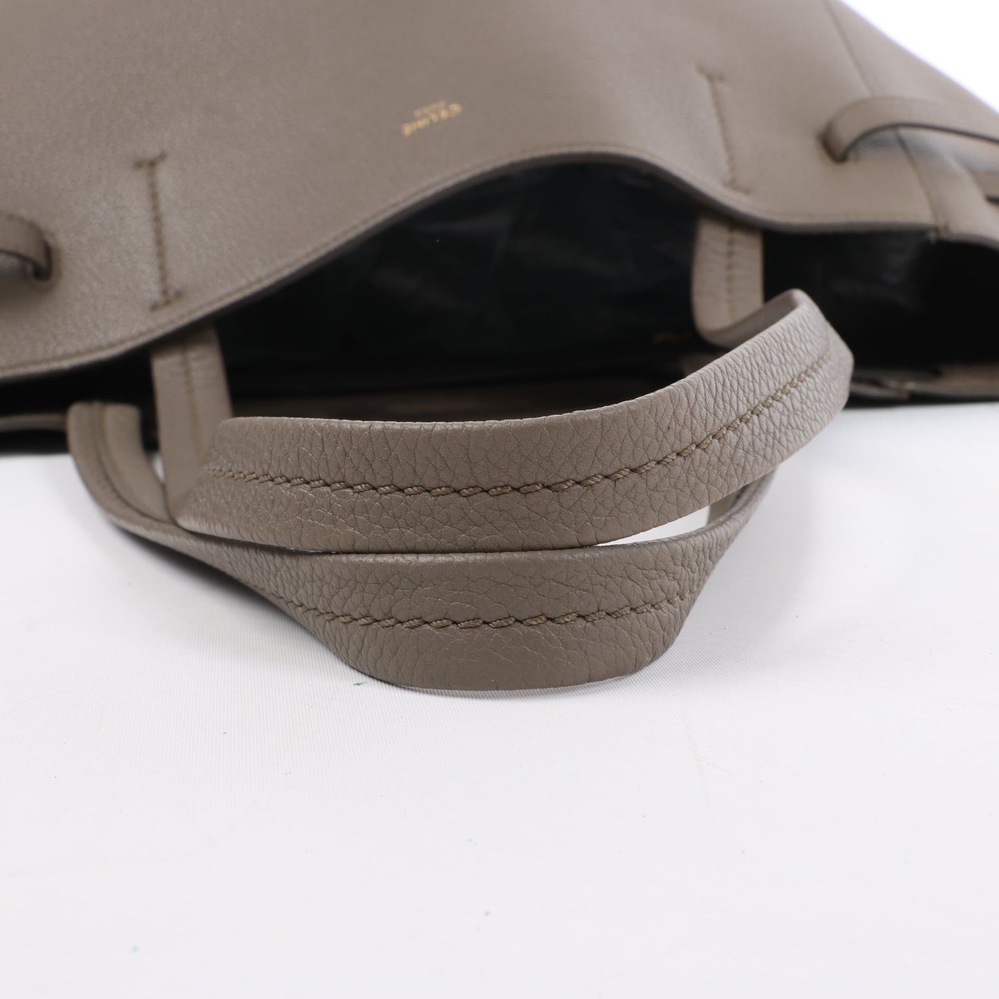 Celine Cabas Phantom Small Leather Shoulder Bag in Taupe