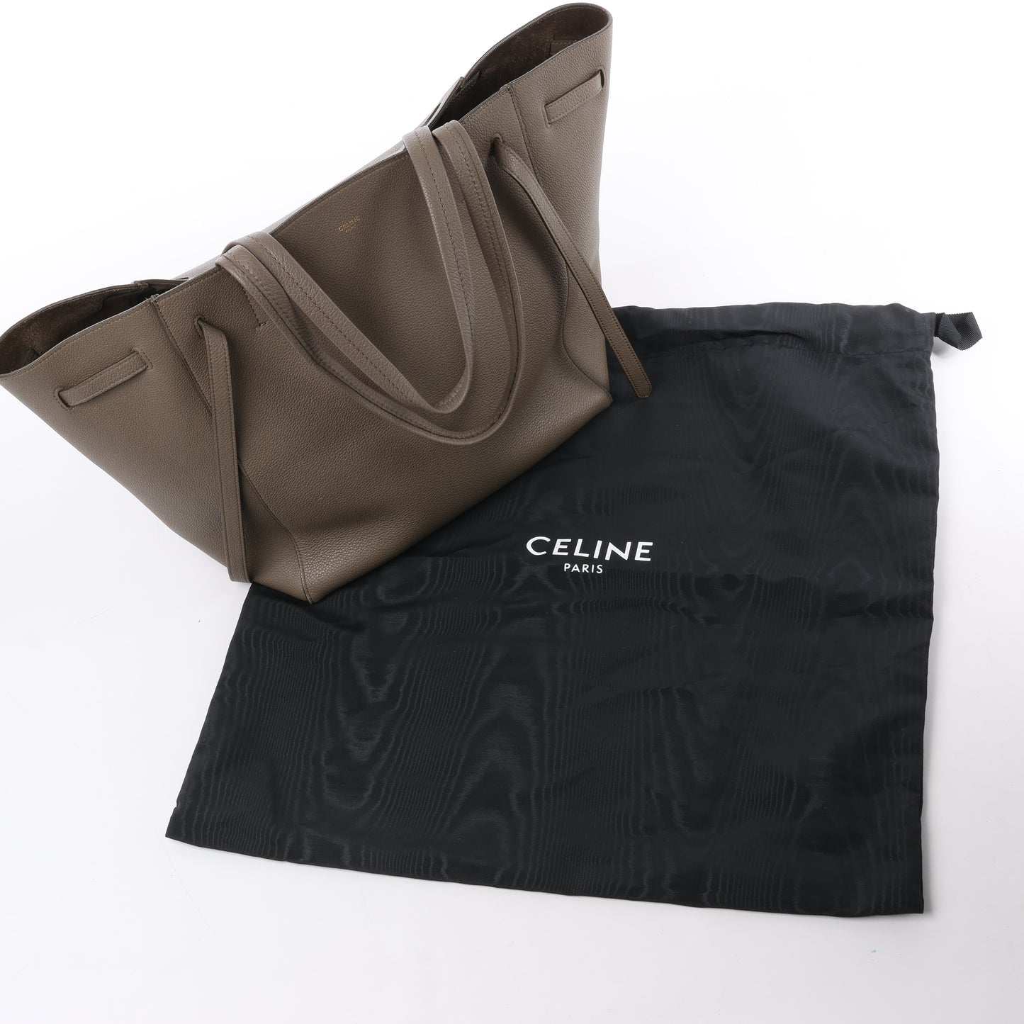 Celine Cabas Phantom Small Leather Shoulder Bag in Taupe