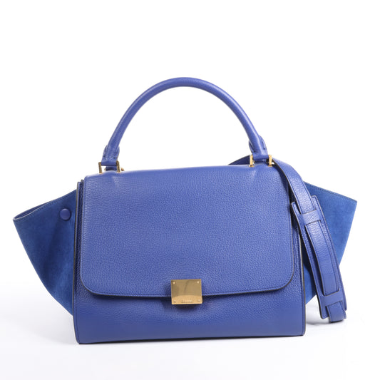 CELINE Trapezleder x Wildleder 2Way Handtasche in Blau