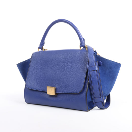 CELINE Trapezleder x Wildleder 2Way Handtasche in Blau