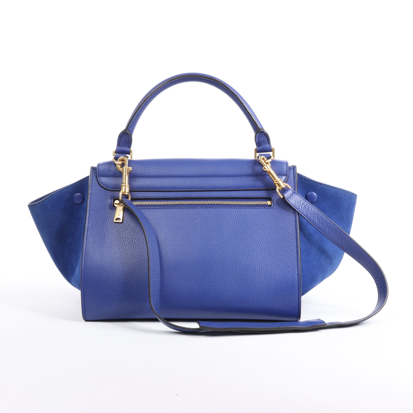 CELINE Trapezleder x Wildleder 2Way Handtasche in Blau