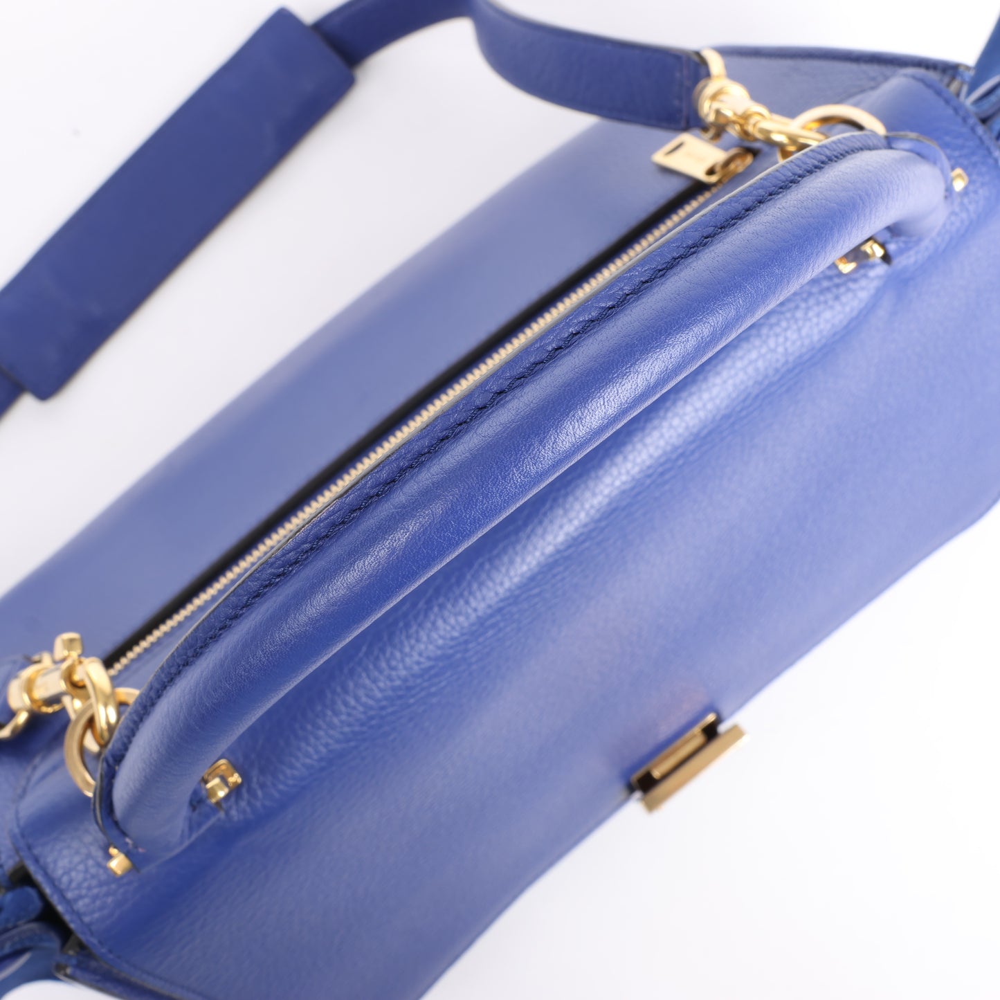 CELINE Trapezleder x Wildleder 2Way Handtasche in Blau