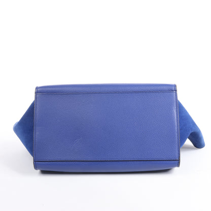 CELINE Trapezleder x Wildleder 2Way Handtasche in Blau