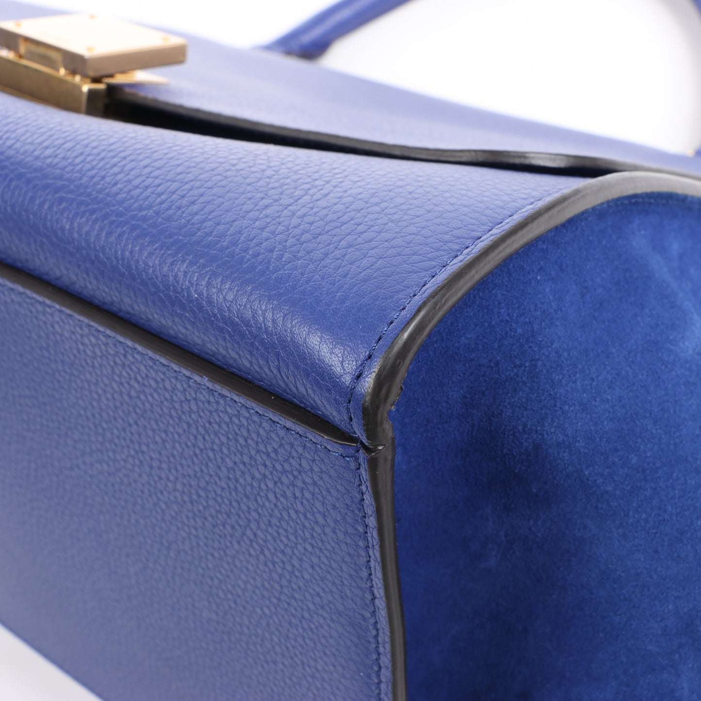 CELINE Trapezleder x Wildleder 2Way Handtasche in Blau