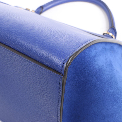 CELINE Trapezleder x Wildleder 2Way Handtasche in Blau