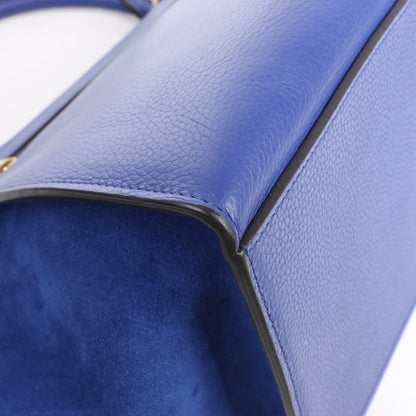 CELINE Trapezleder x Wildleder 2Way Handtasche in Blau