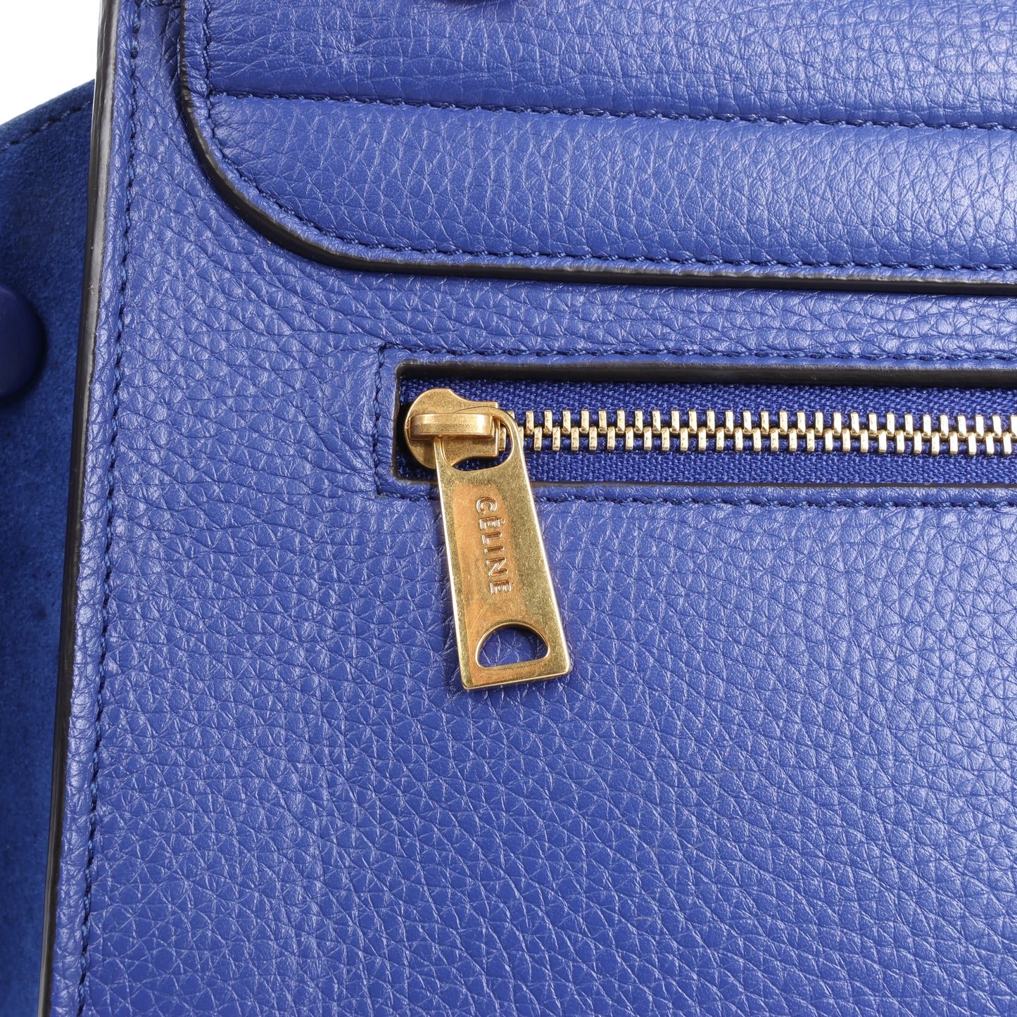 CELINE Trapezleder x Wildleder 2Way Handtasche in Blau
