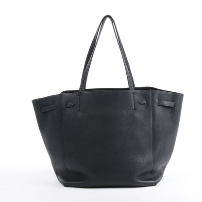 Celine Cabas Phantom, kleine Schultertasche aus schwarzem Leder