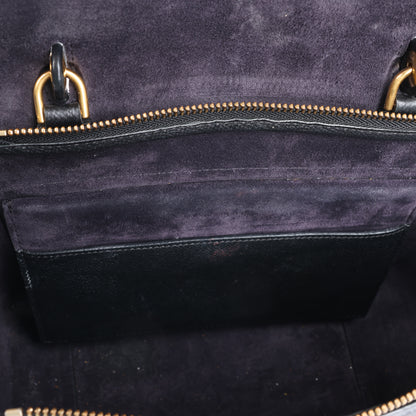 CELINE Gürteltasche aus genarbtem Kalbsleder, Micro 2Way Handtasche in Schwarz