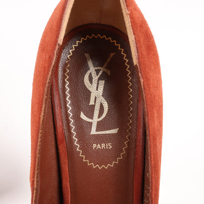 Saint Laurent Tribute Two Brown Suede Pumps Size 37.5 EU