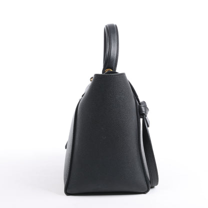 CELINE Gürteltasche aus genarbtem Kalbsleder, Micro 2Way Handtasche in Schwarz