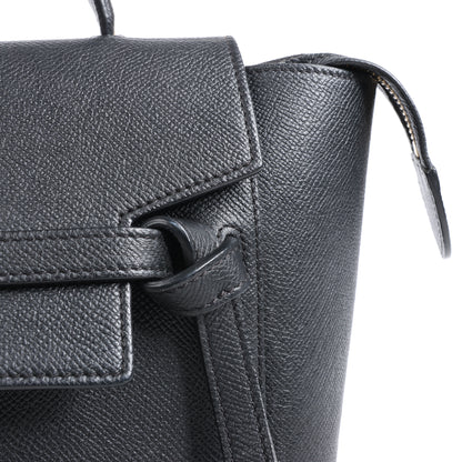CELINE Gürteltasche aus genarbtem Kalbsleder, Micro 2Way Handtasche in Schwarz