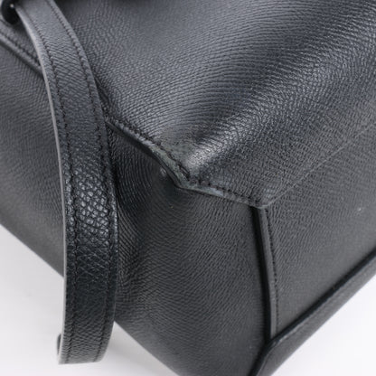 CELINE Gürteltasche aus genarbtem Kalbsleder, Micro 2Way Handtasche in Schwarz