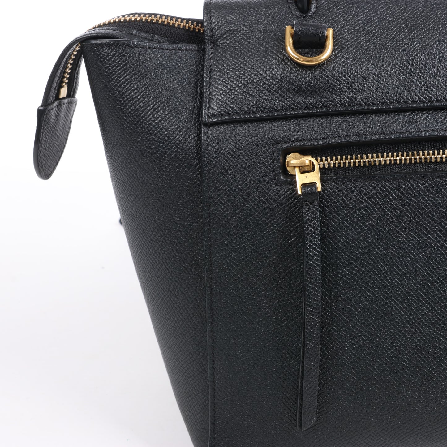 CELINE Gürteltasche aus genarbtem Kalbsleder, Micro 2Way Handtasche in Schwarz