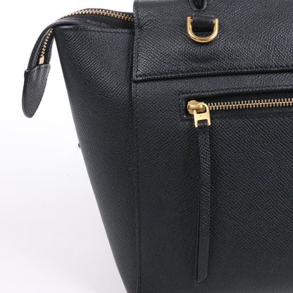 CELINE Gürteltasche aus genarbtem Kalbsleder, Micro 2Way Handtasche in Schwarz