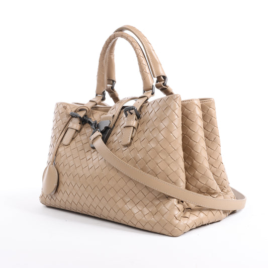 Bottega Veneta Intrecciato Roma Lederhandtasche in Beige
