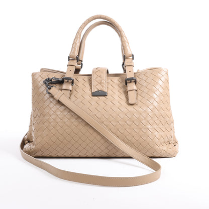 Bottega Veneta Intrecciato Roma Lederhandtasche in Beige
