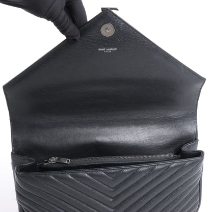 Sac bandoulière chaîne en cuir Saint Laurent Paris College noir