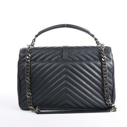 Sac bandoulière chaîne en cuir Saint Laurent Paris College noir