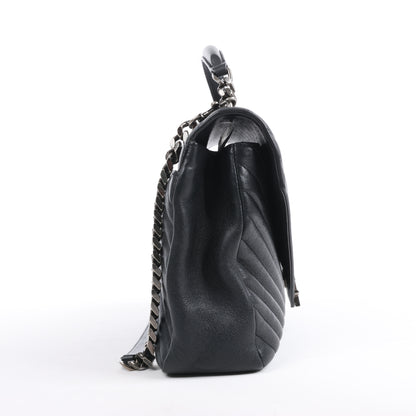 Sac bandoulière chaîne en cuir Saint Laurent Paris College noir