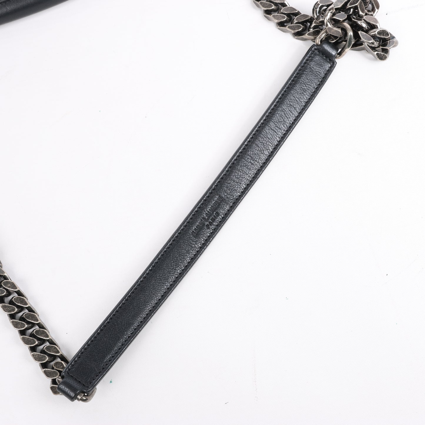 Sac bandoulière chaîne en cuir Saint Laurent Paris College noir
