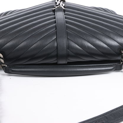 Sac bandoulière chaîne en cuir Saint Laurent Paris College noir