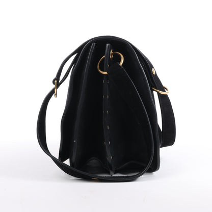 Sac à bandoulière Amalia en cuir et daim noir de Saint Laurent Paris