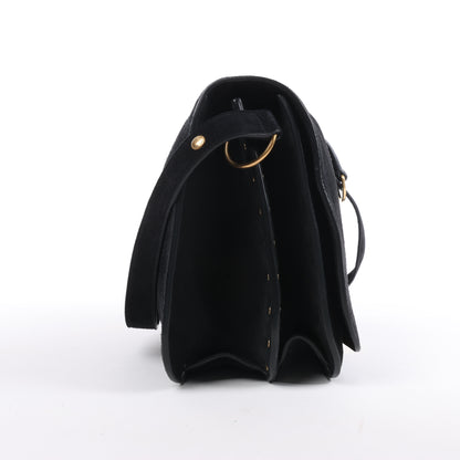 Sac à bandoulière Amalia en cuir et daim noir de Saint Laurent Paris