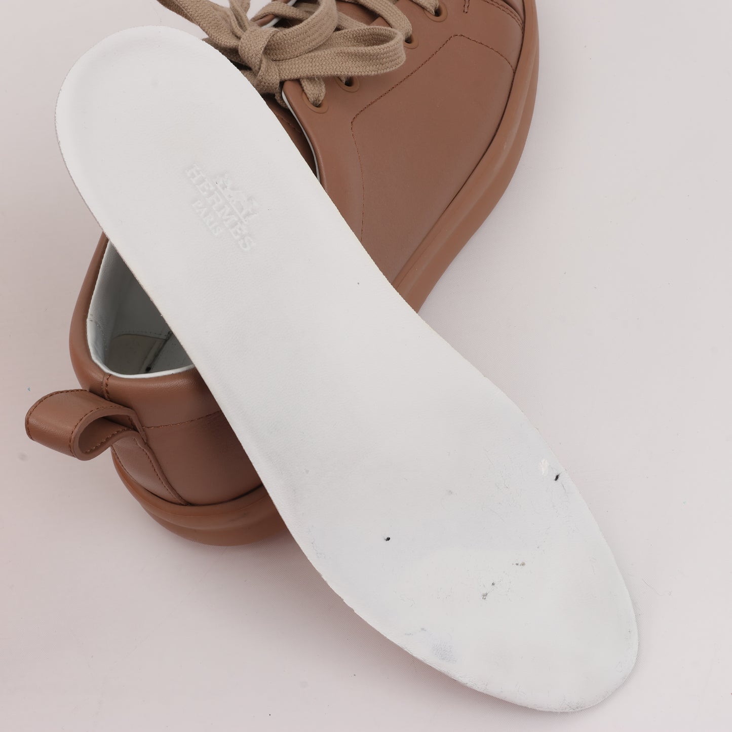 Hermès Happy Leather Sneakers in Brown, Size 39