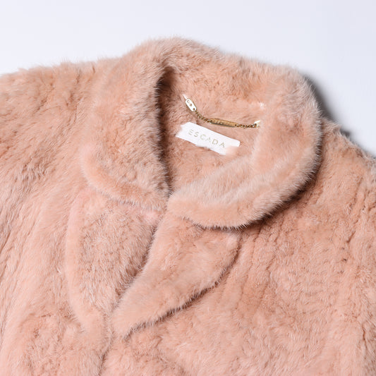 Escada Pink Mink Fur Coat, Size 38
