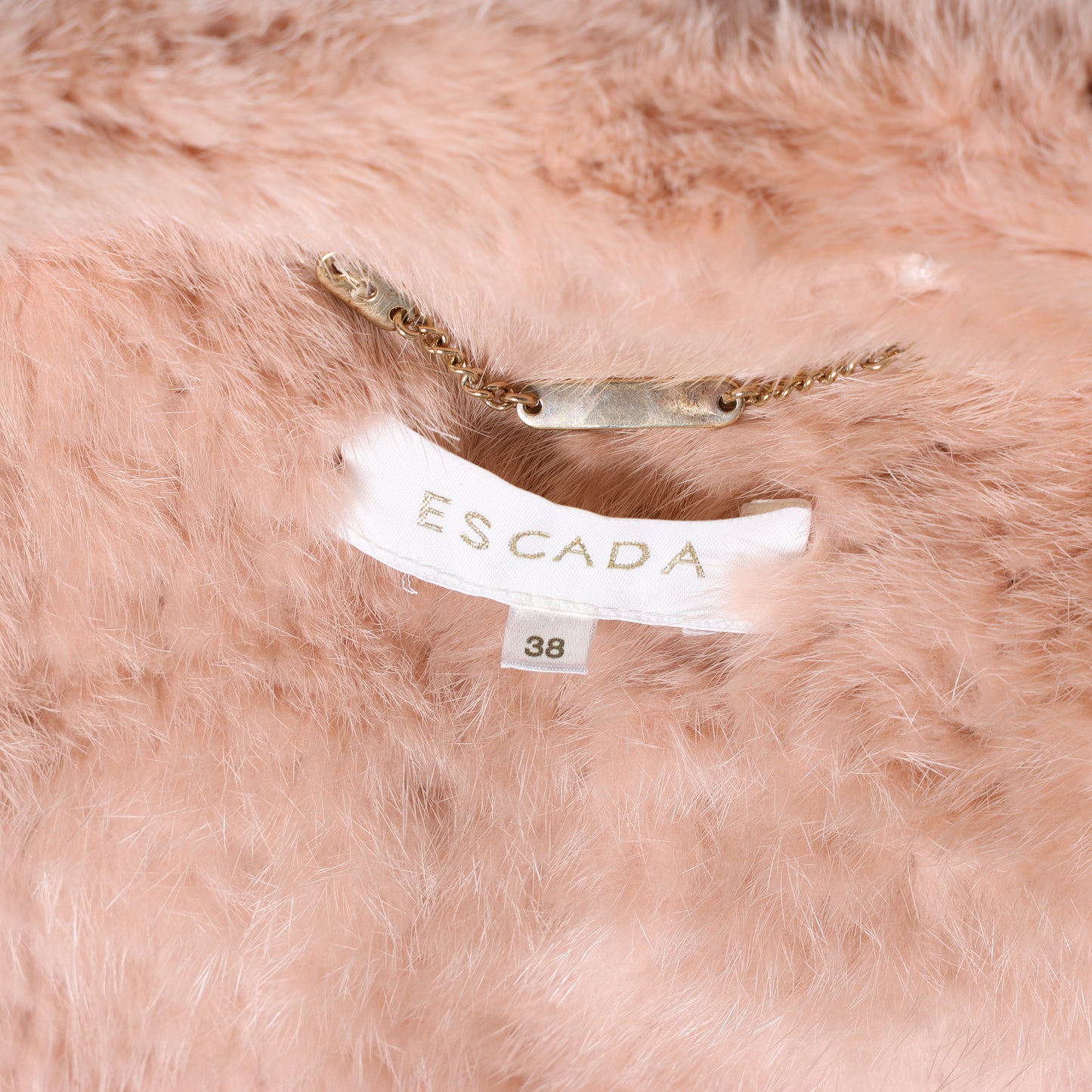 Escada Pink Mink Fur Coat, Size 38