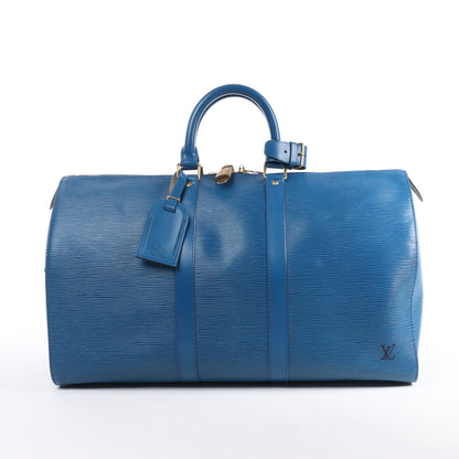 Louis Vuitton Epi Leder Keepall 45 Reisetasche in Blau M42975