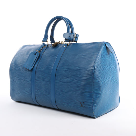 Louis Vuitton Epi Leder Keepall 45 Reisetasche in Blau M42975