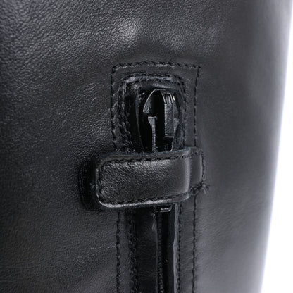Dolce &amp; Gabbana Lederstiefel Schwarz x Rote Nieten Pailletten Patch in Größe 37 EU