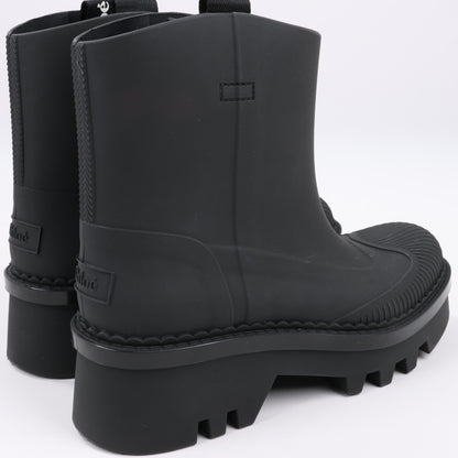 Chloe Rubber Rain Ankle Boots in Black 032324, Size 39 EU