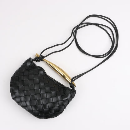 Bottega Veneta Intrecciato Sardines Leder Umhängetasche in Schwarz