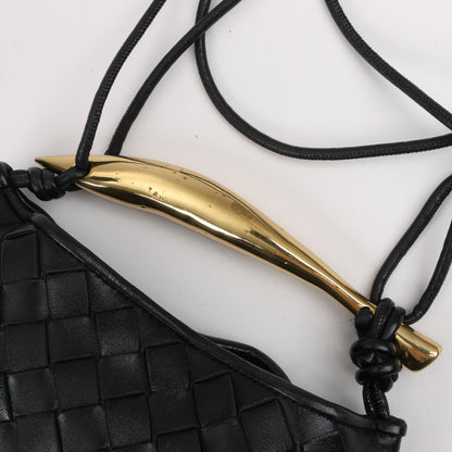 Bottega Veneta Intrecciato Sardines Leder Umhängetasche in Schwarz