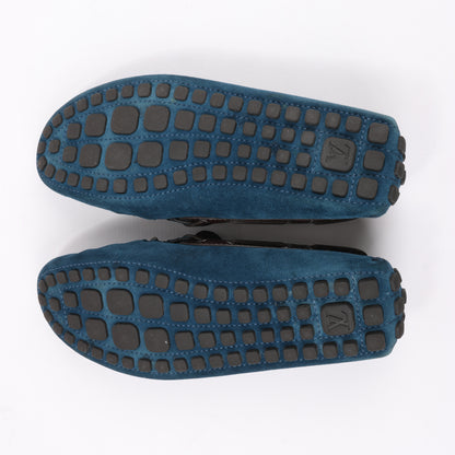 Mocassins Louis Vuitton 14 ans en daim bleu marine et marron, taille 43 EU, ND0114