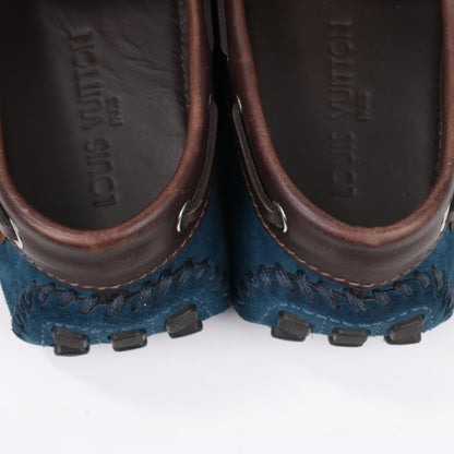 Mocassins Louis Vuitton 14 ans en daim bleu marine et marron, taille 43 EU, ND0114
