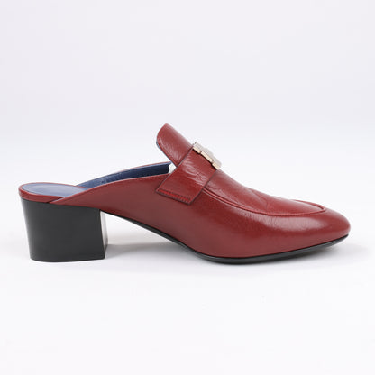 Hermes Paradis Leder Pantolette Constance in Burgund, Größe 37,5 EU