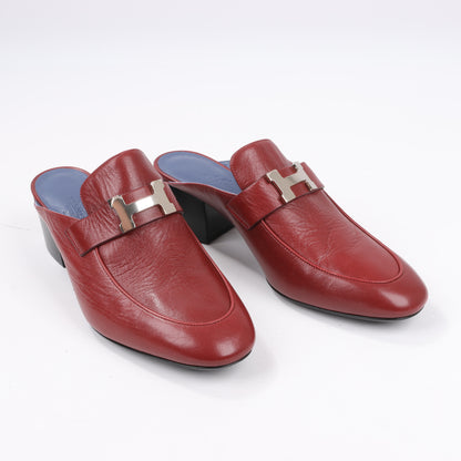 Hermes Paradis Leder Pantolette Constance in Burgund, Größe 37,5 EU