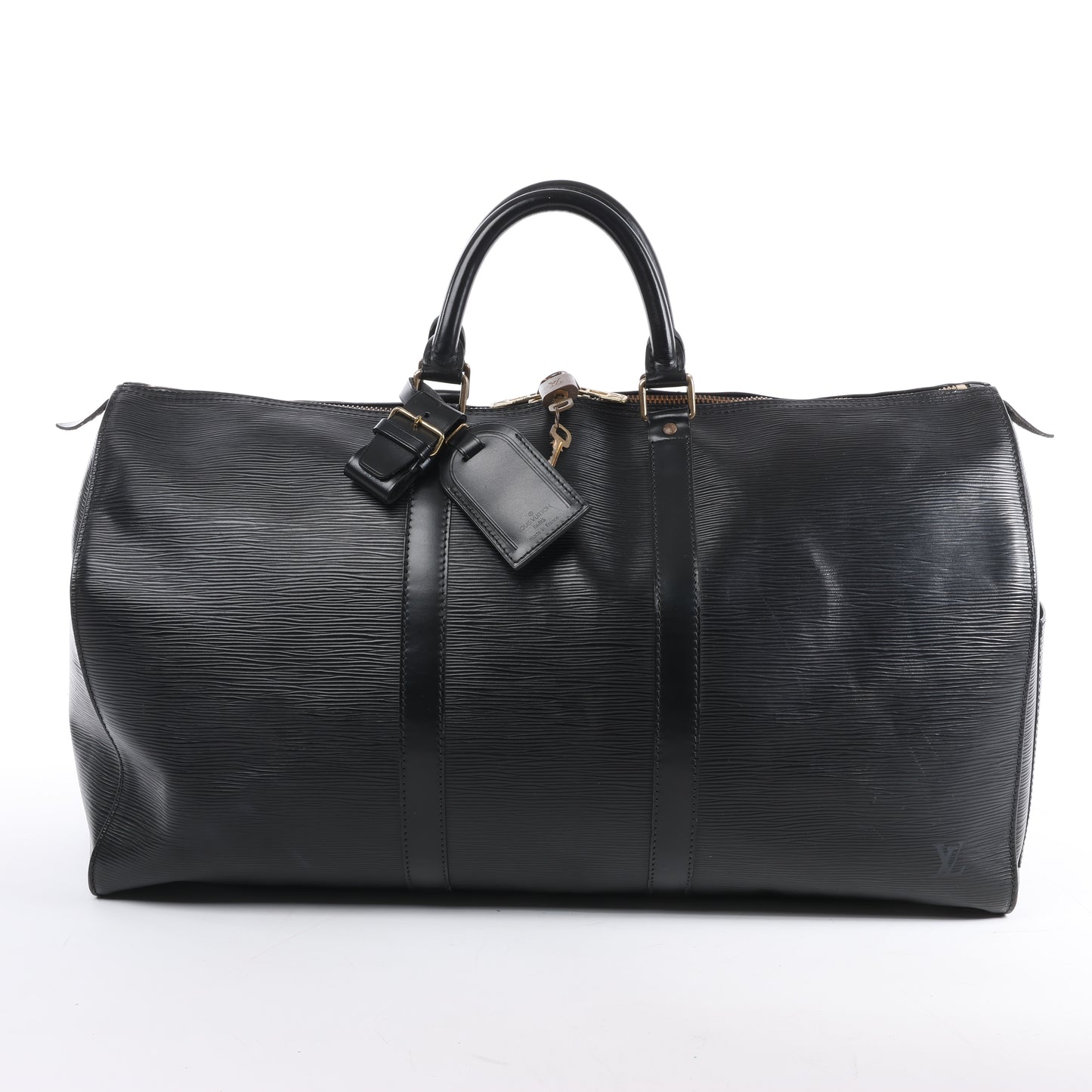 Louis Vuitton Epi Leder Keepall 50 Reisetasche in Schwarz M42962