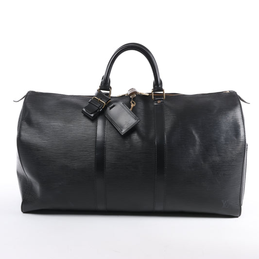 Louis Vuitton Epi Leder Keepall 50 Reisetasche in Schwarz M42962