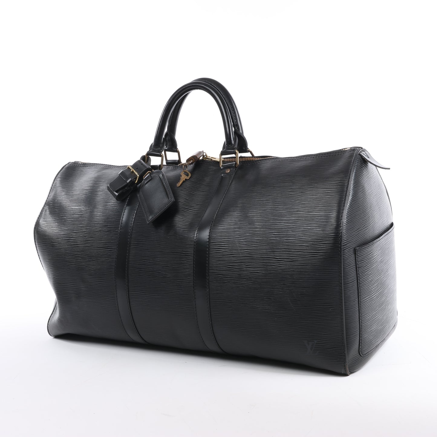 Louis Vuitton Epi Leder Keepall 50 Reisetasche in Schwarz M42962