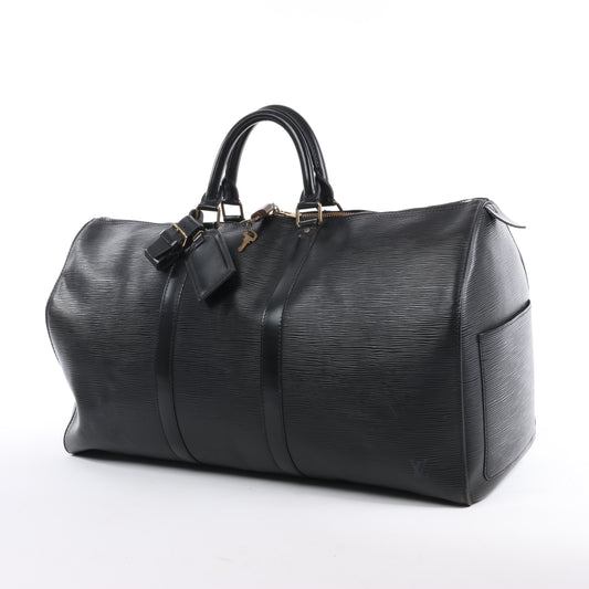 Louis Vuitton Epi Leder Keepall 50 Reisetasche in Schwarz M42962