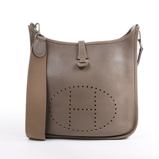 Hermès Evelyne 1 29 PM Taurillon Clemence Taupe Silber Metallbeschläge L: 2008