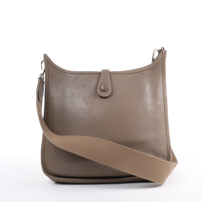 Hermès Evelyne 1 29 PM Taurillon Clemence Taupe Silber Metallbeschläge L: 2008