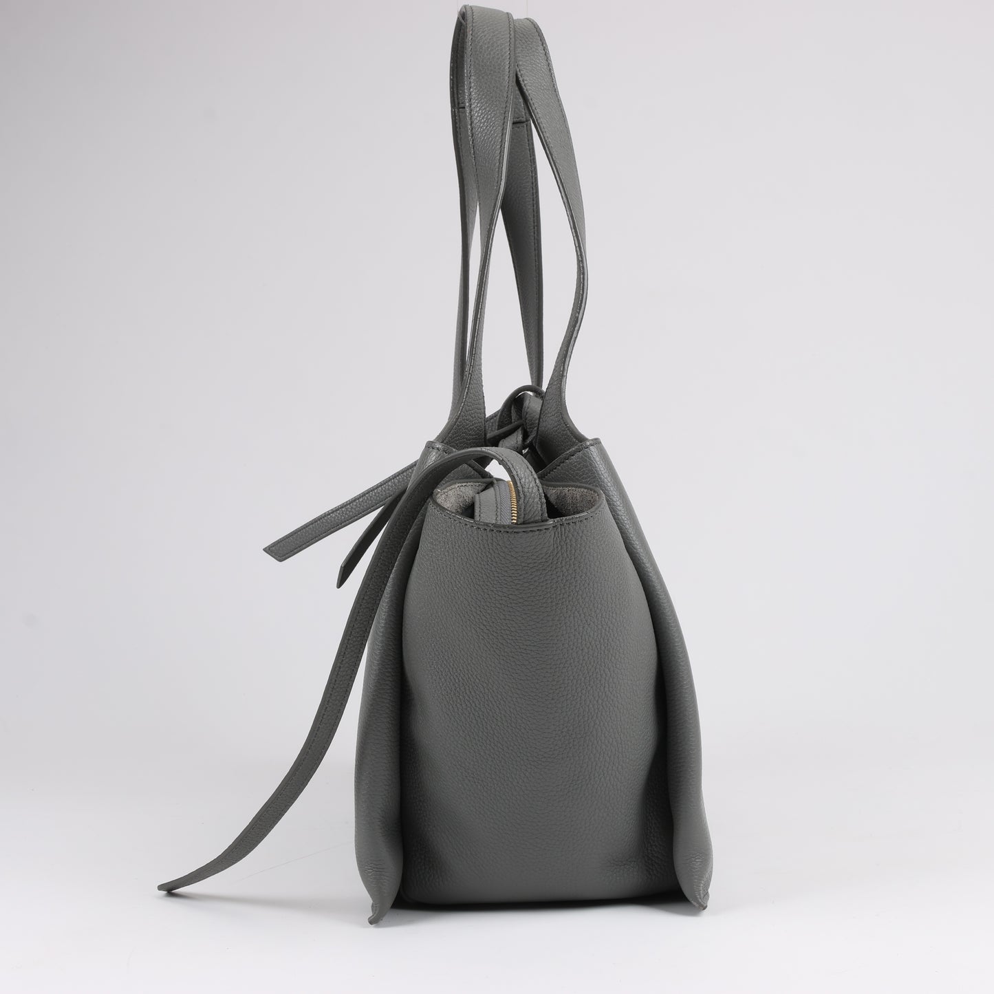 Celine Tri-Fold Leather Shoulder Bag in Grey