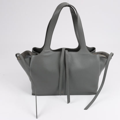 Celine Tri-Fold Leather Shoulder Bag in Grey