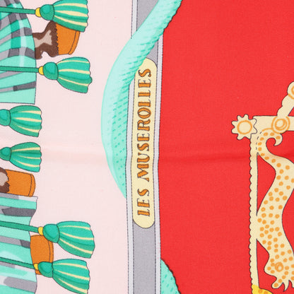 Hermès Carré 90 "LES MUSEROLLES" 100% Silk Scarf in Red x Green